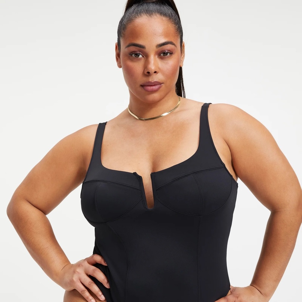 Good American Scuba U Corset Bodysuit BLACK Size 2XL (18/20) U Neckline